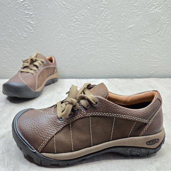 Keen Shoes - Keen Hiking Shoes Brown Leather Size 7 Outdoor Comfort Trail Lace Up Sneakers